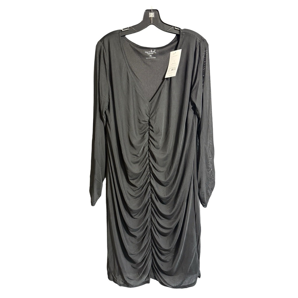 Isabel Maternity‎ Black Large Ruched Dress NWT Holiday Party Q6